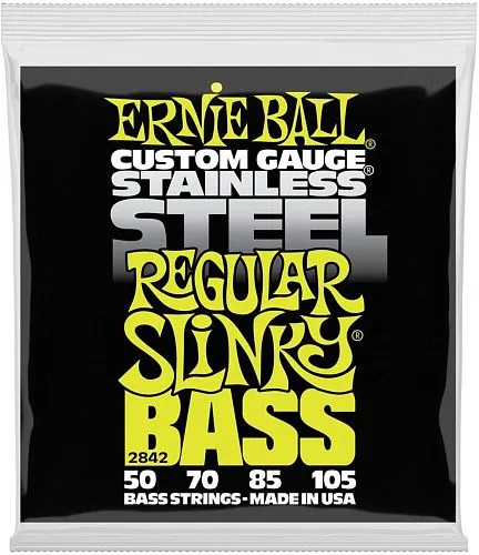 Ernie Ball 2842 (50-105) Stainless Steel Regular Slinky Комплект струн для бас-гитары.